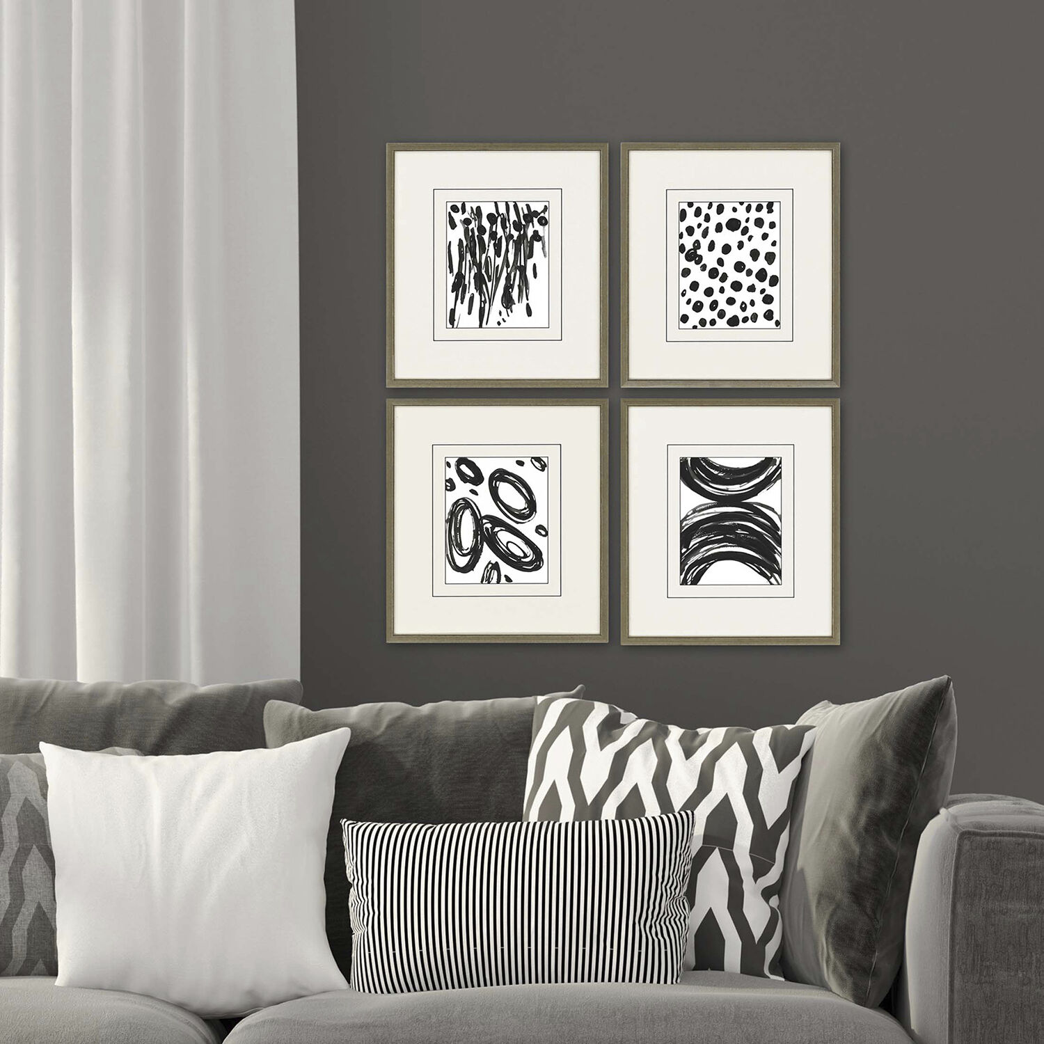 Geometrics Black and White and Neutral Framed Art