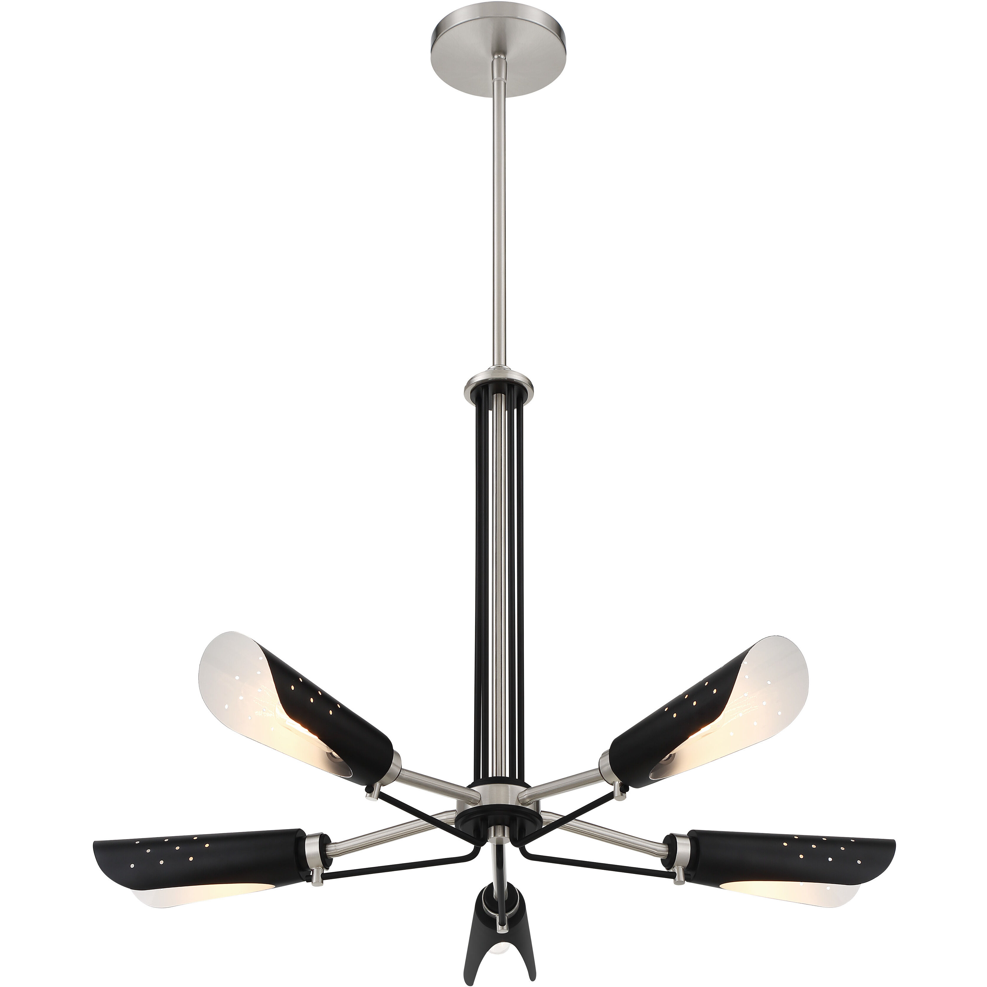 Turbine 5 Light 28 inch Coal With Brushed Nickel Chandelier Ceiling Light