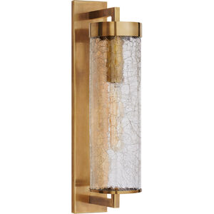 Kelly Wearstler Liaison 1 Light 20 inch Antique-Burnished Brass Outdoor Bracketed Wall Sconce in Crackle Glass, Large