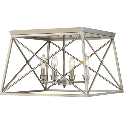 Trestle 4 Light 18 inch Antique Silver Flush Mount Ceiling Light