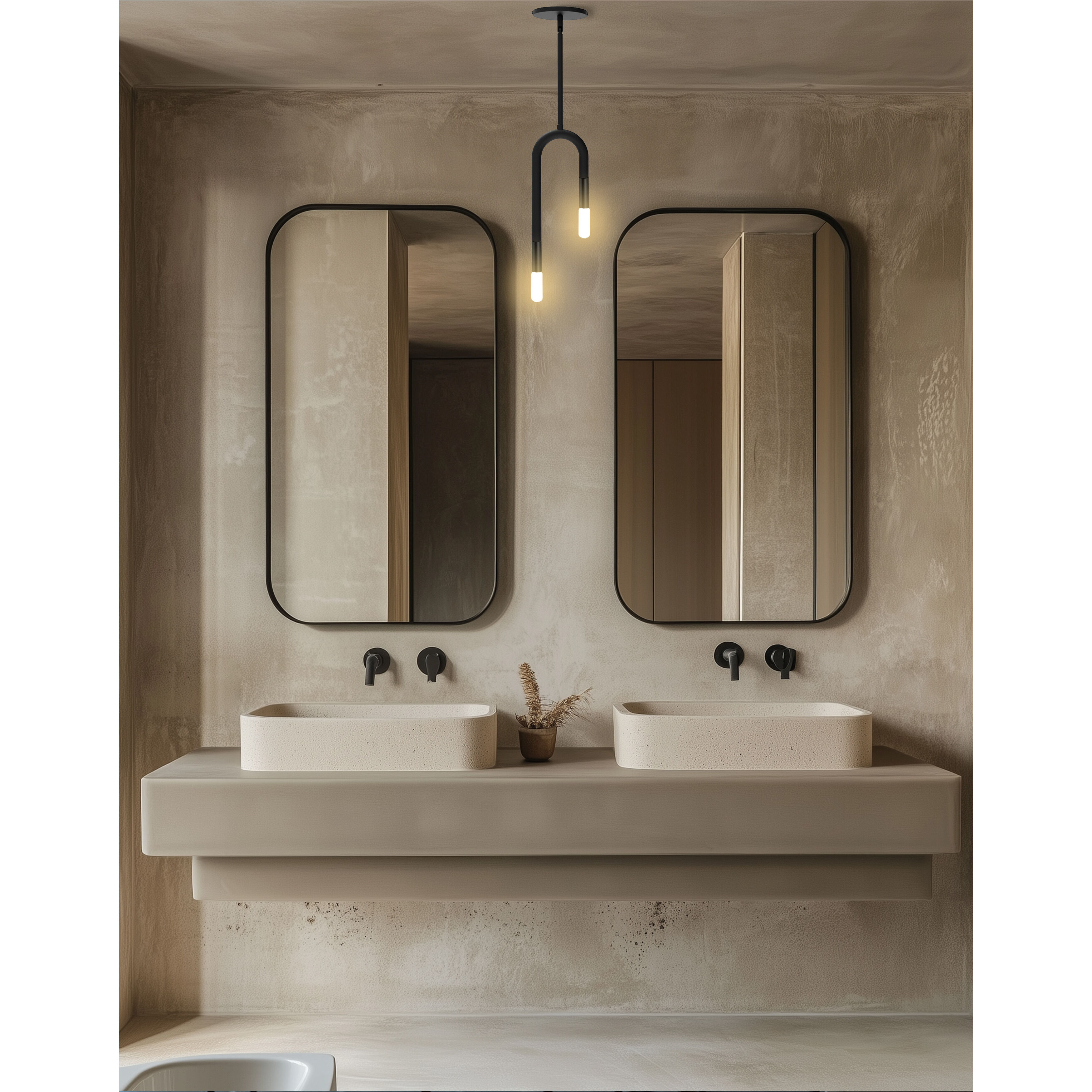 Wand 2 Light 5 inch Matte Black Pendant Ceiling Light