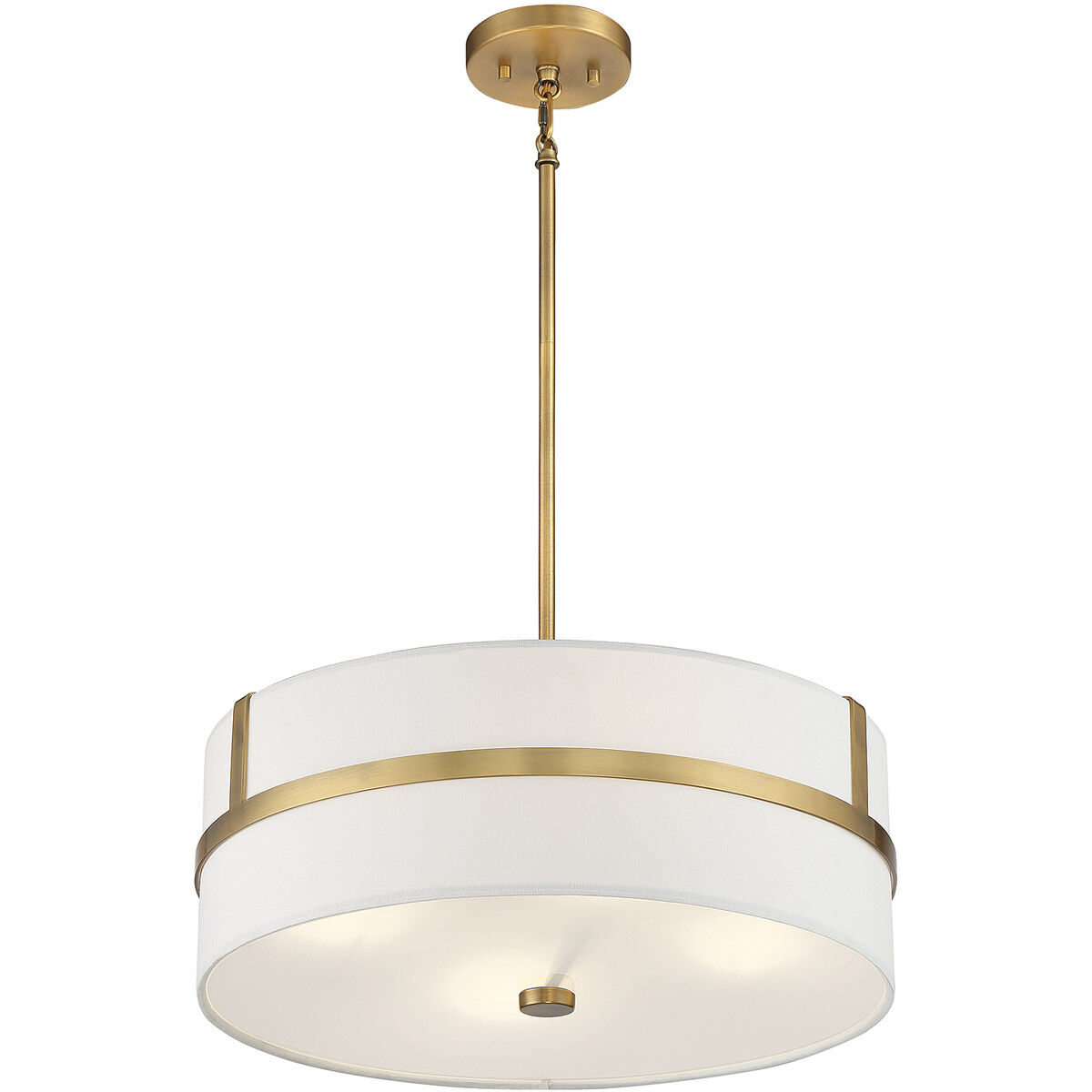 Contemporary 4 Light 20 inch Natural Brass Pendant Ceiling Light