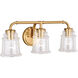 Toledo LED 22 inch Natural Brass Bathroom Light Wall Light