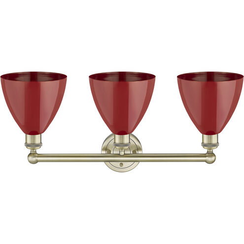 Plymouth Dome 3 Light 25.5 inch Antique Brass and Red Bath Vanity Light Wall Light