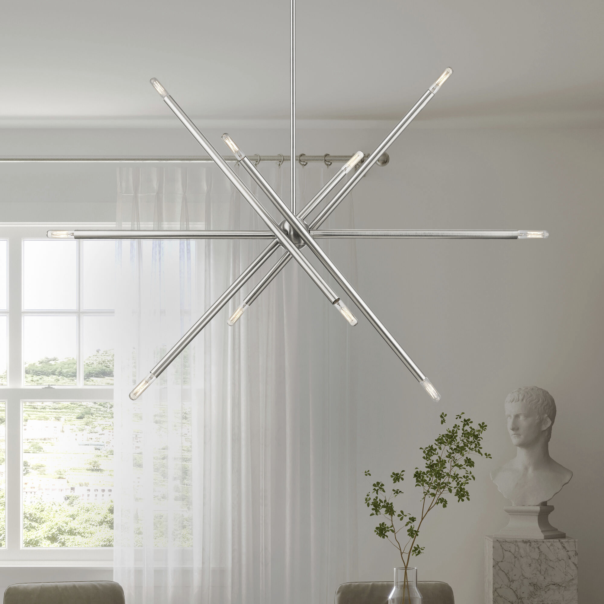 Soho Linear Chandelier Ceiling Light in Brushed Nickel