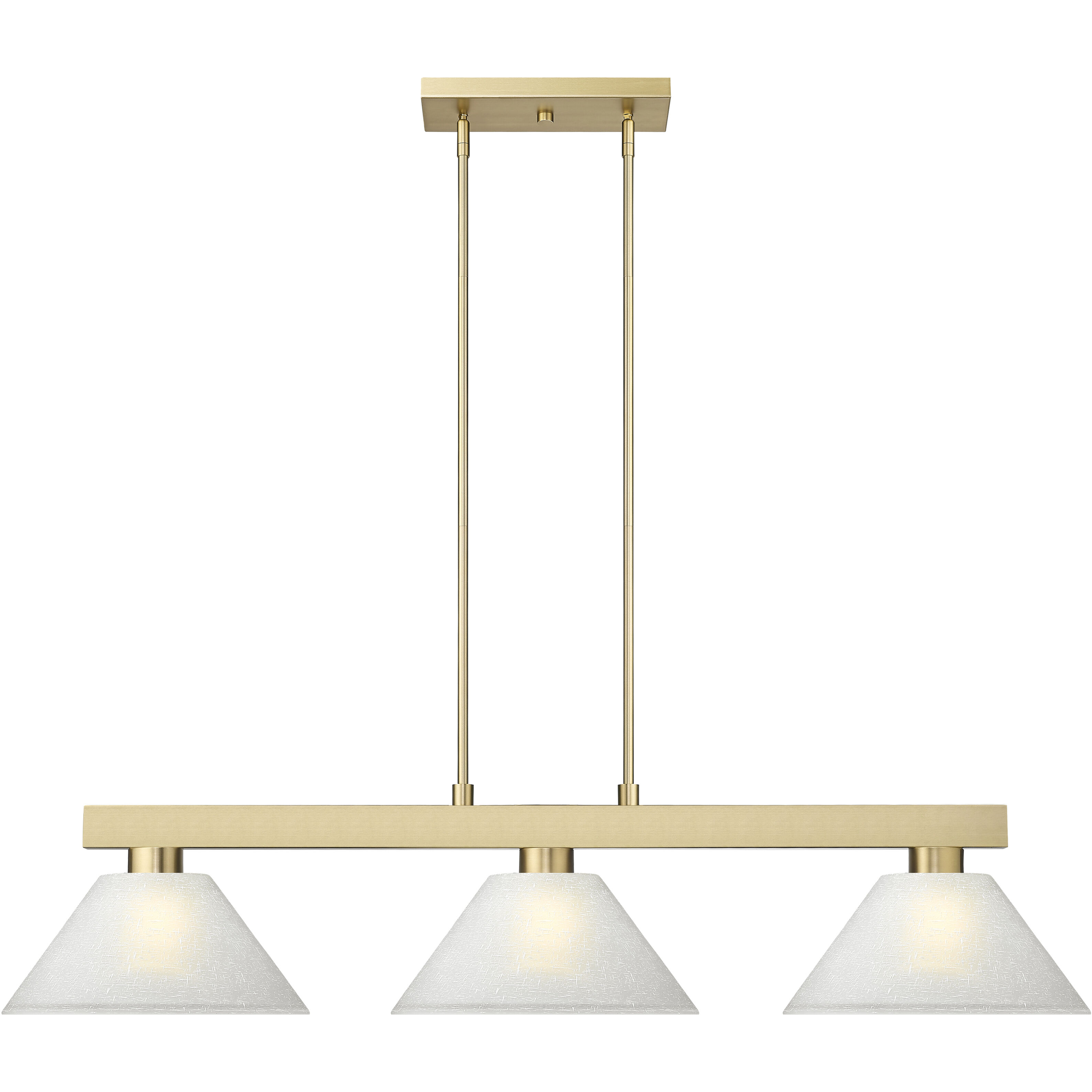 Cobalt 3 Light 49.5 inch Modern Gold Billiard Light Ceiling Light in White Linen Glass