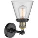 Franklin Restoration Small Cone 1 Light 6 inch Black Antique Brass Sconce Wall Light in Clear Glass, Franklin Restoration