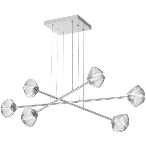 Mesa LED Classic Silver Linear Multi-Pendant Ceiling Light in 3000K LED, Clear, Triple Moda