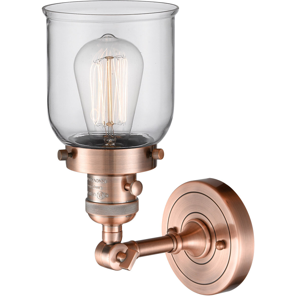 Franklin Restoration Small Bell LED 5 inch Antique Copper Sconce Wall Light, Franklin Restoration