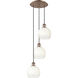 Ballston Brookhaven Globe 3 Light 14.5 inch Antique Copper Multi Pendant Ceiling Light in Opal Glass