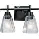 Arctic 2 Light 12.5 inch Acid Dipped Black with Clear Vanity Light Wall Light
