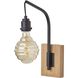 Wren 11 inch Natural Wood With Black Wall Lamp Wall Light