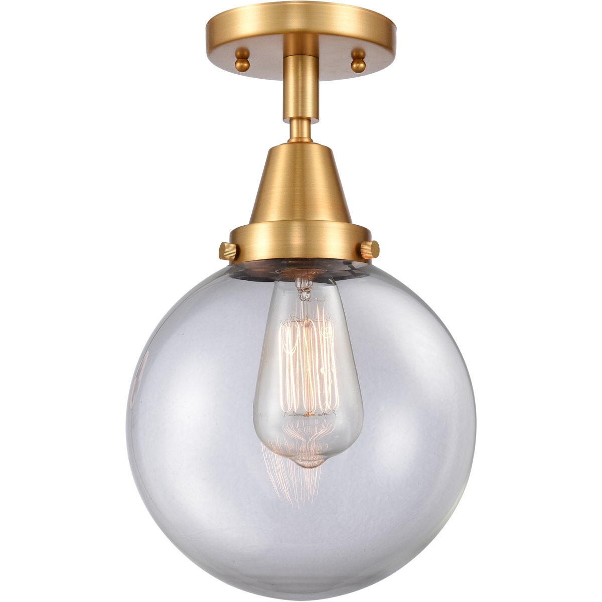 Beacon 1 Light 8 inch Satin Gold Flush Mount Ceiling Light in Clear Glass