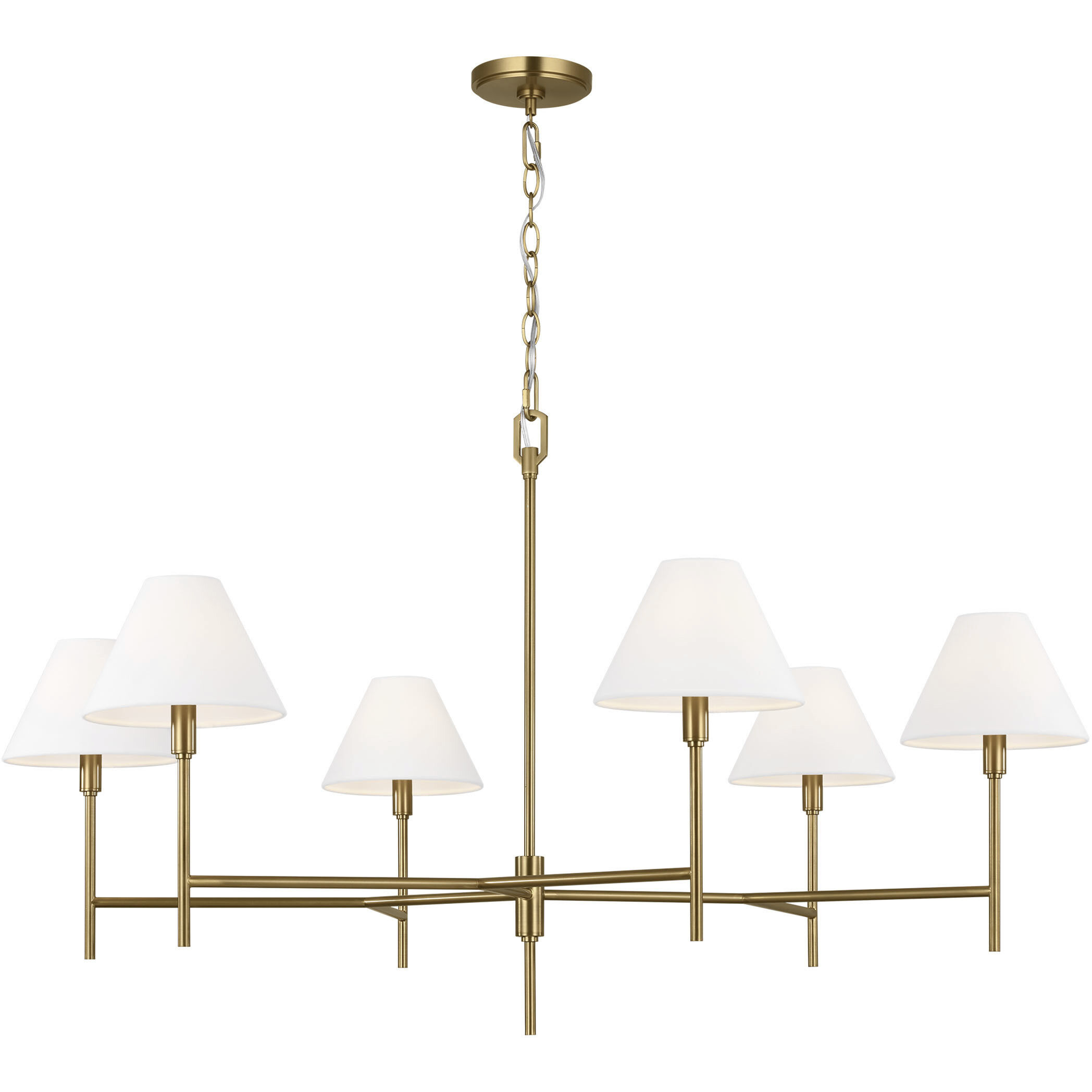 C&M by Chapman & Myers Ridgewood 6 Light 48 inch Burnished Brass Chandelier Ceiling Light