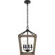 Gage 4 Light 12 inch Brown and Black Pendant Ceiling Light