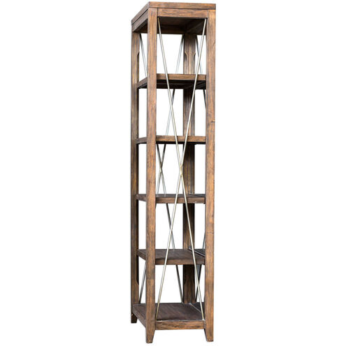 Delancey 90 X 36 inch Weathered Oak and Antique Pewter Etagere