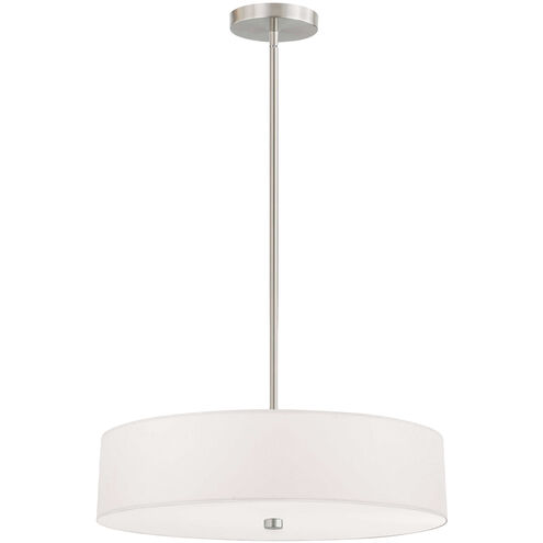 Everly 4 Light 20 inch Satin Chrome with White Pendant Ceiling Light