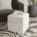Victorian Hair on Hide with Silver Spots Cube Ottoman in White