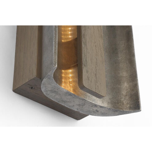 Anne-Marie Barton Remi Sconce Wall Light in Mottled Pewter and Warm Walnut