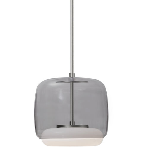 Enkel LED 10.25 inch Brushed Nickel Pendant Ceiling Light in Smoked Glass