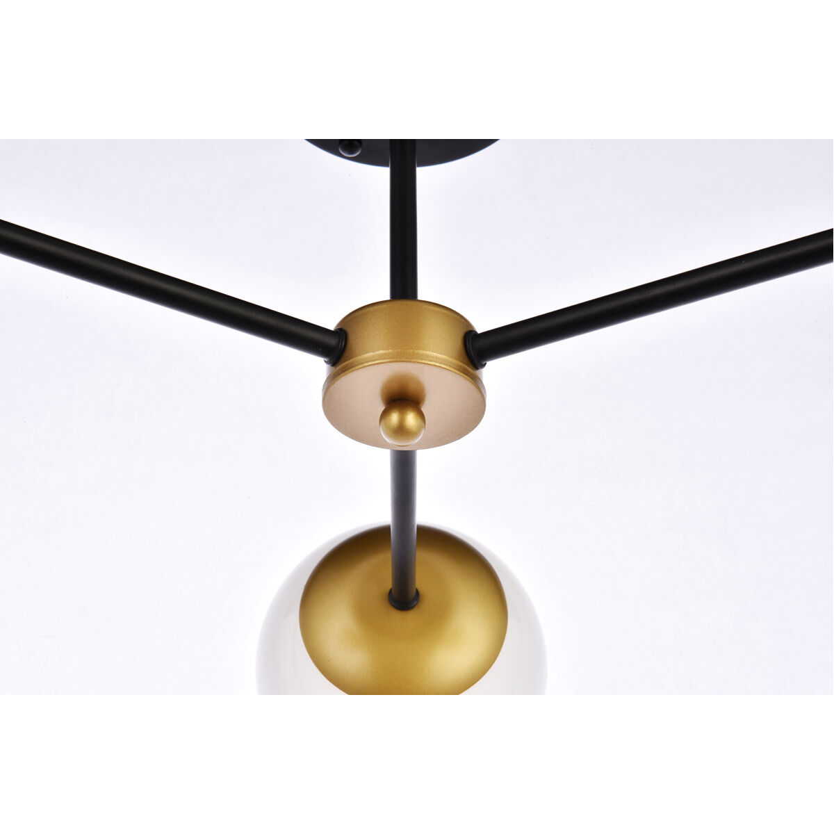 Briggs 3 Light 26 inch Black and Brass Flush Mount Ceiling Light