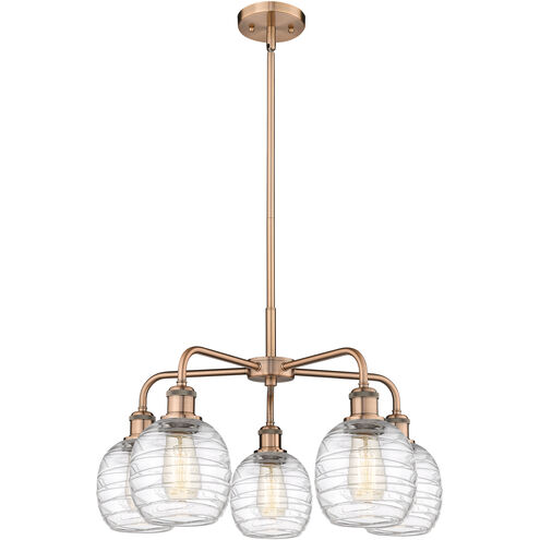 Belfast 5 Light 24 inch Antique Copper Chandelier Ceiling Light in Deco Swirl