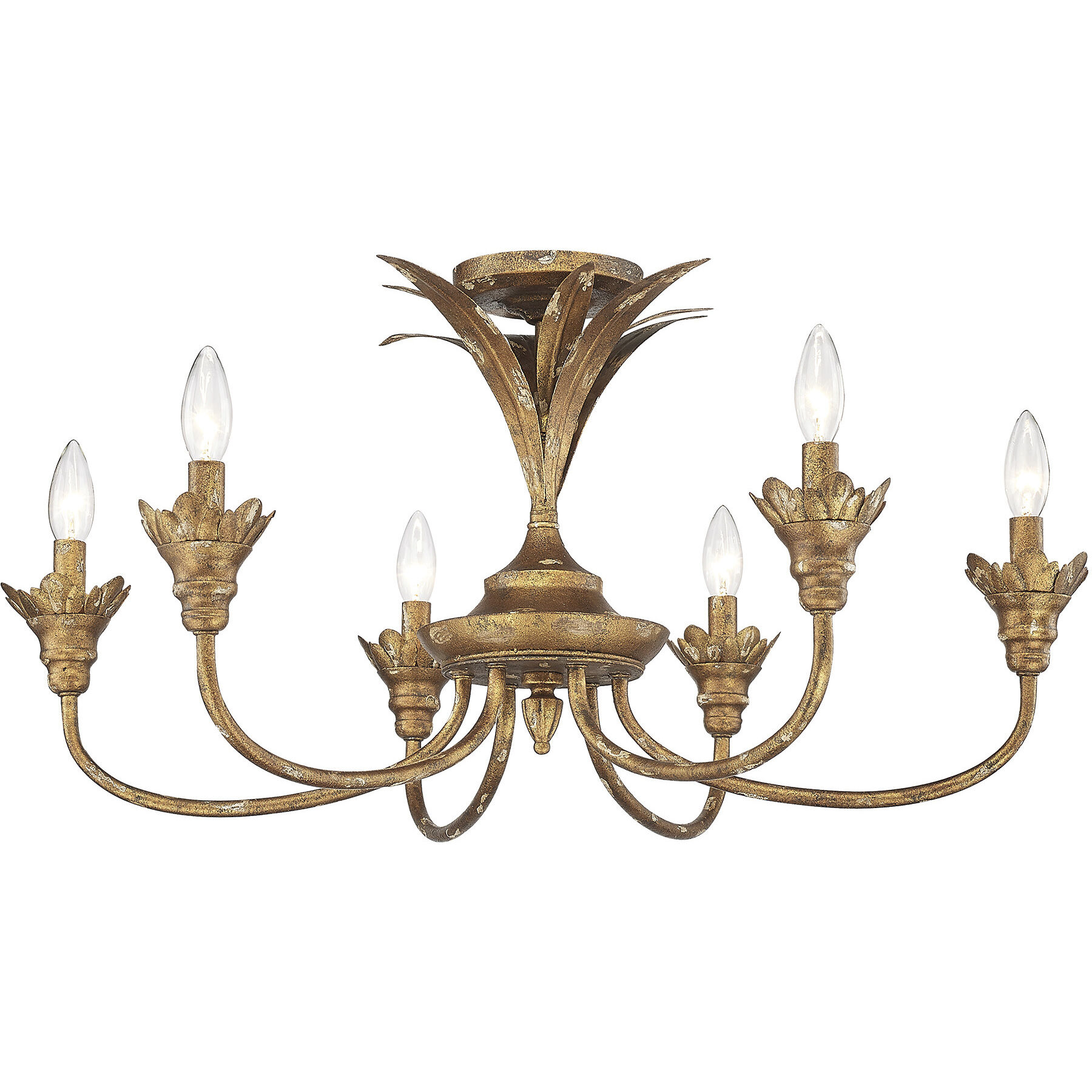 Lillianne 6 Light 28.5 inch Heirloom Gold Semi-Flush Mount Ceiling Light