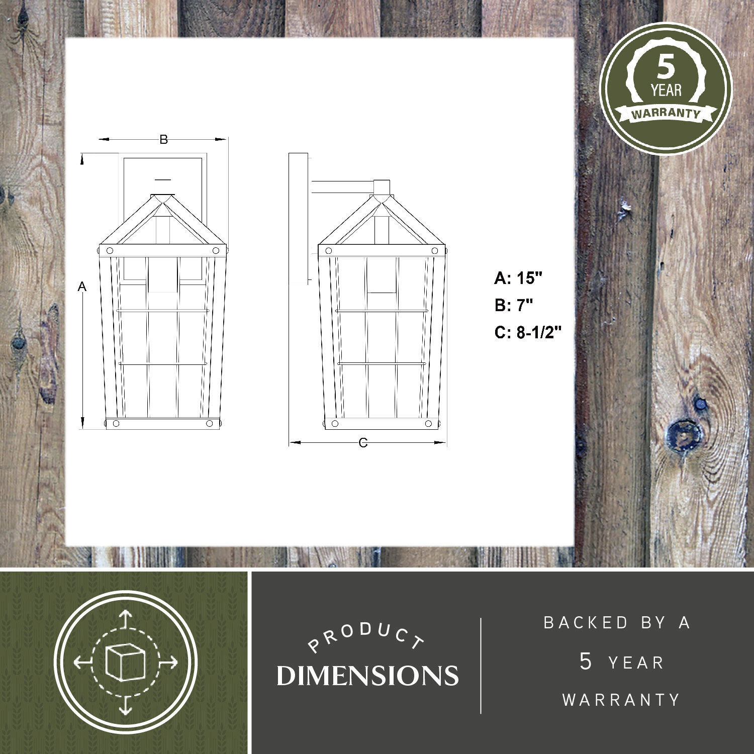 Gage LED 15 inch Volcanic Black Outdoor Wall