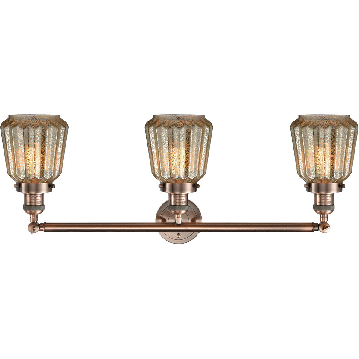 Franklin Restoration Chatham LED 30 inch Antique Copper Bath Vanity Light Wall Light in Mercury Glass, Franklin Restoration