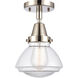 Franklin Restoration Olean LED 7 inch Polished Nickel Flush Mount Ceiling Light in Clear Glass