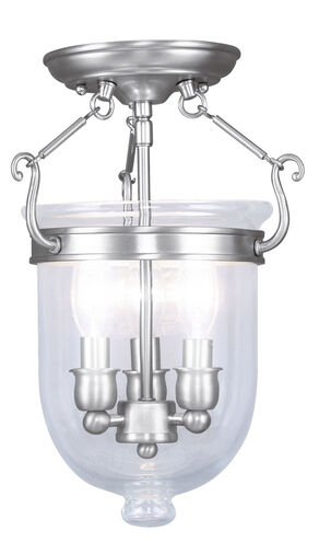 Jefferson 3 Light 10 inch Brushed Nickel Semi-Flush Mount Ceiling Light