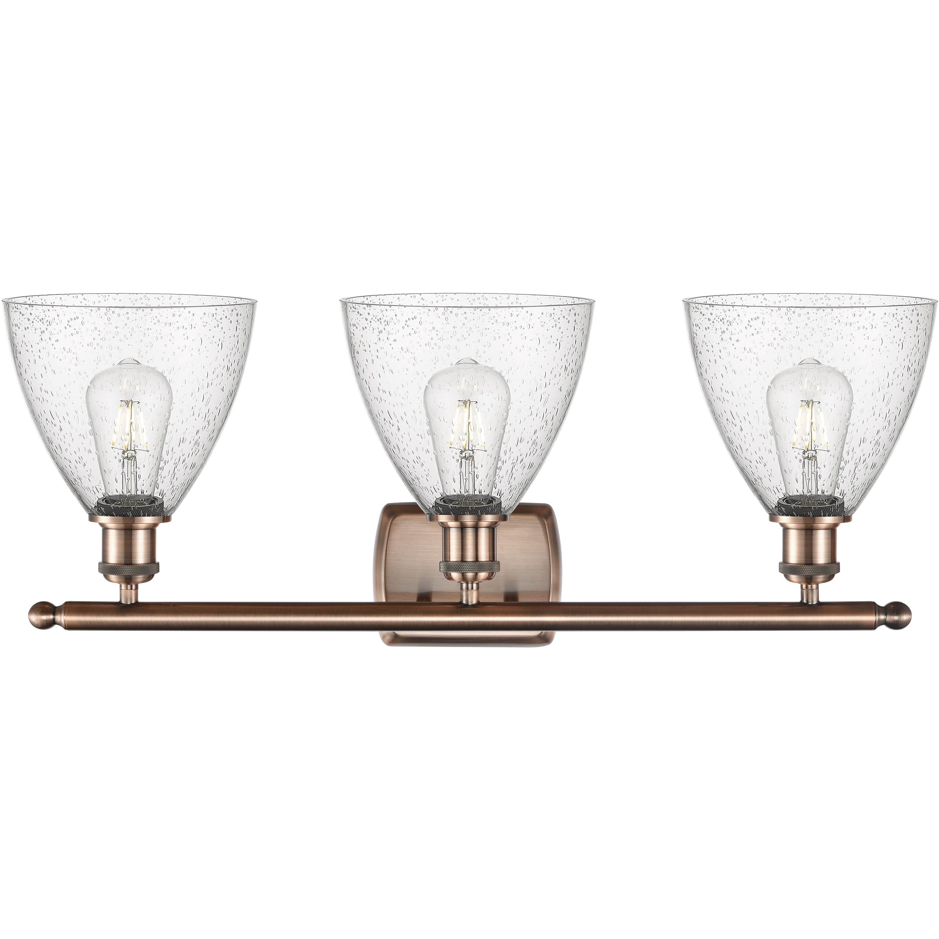 Ballston Ballston Dome 3 Light 28 inch Antique Copper Bath Vanity Light Wall Light in Seedy Glass