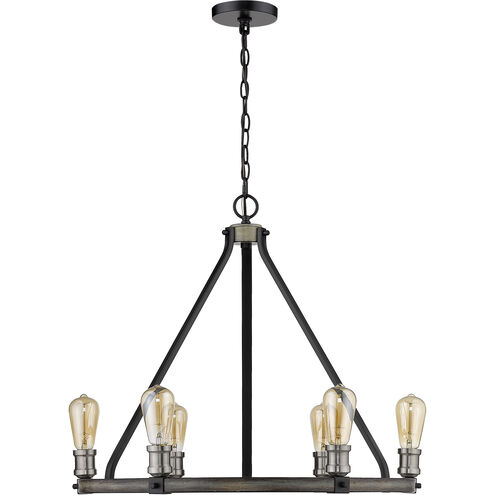 Kirkland 6 Light 25 inch Ashen Barnboard Chandelier Ceiling Light