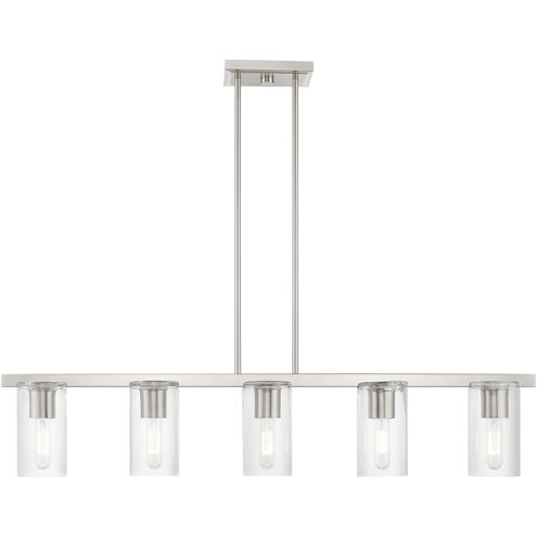 Clarion 5 Light 42 inch Brushed Nickel Linear Chandelier Ceiling Light
