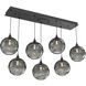 Terra 7 Light Matte Black Linear Pendant Ceiling Light in Terra Smoke, Multi-Port