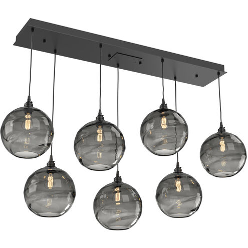 Terra 7 Light Matte Black Linear Pendant Ceiling Light in Terra Smoke, Multi-Port
