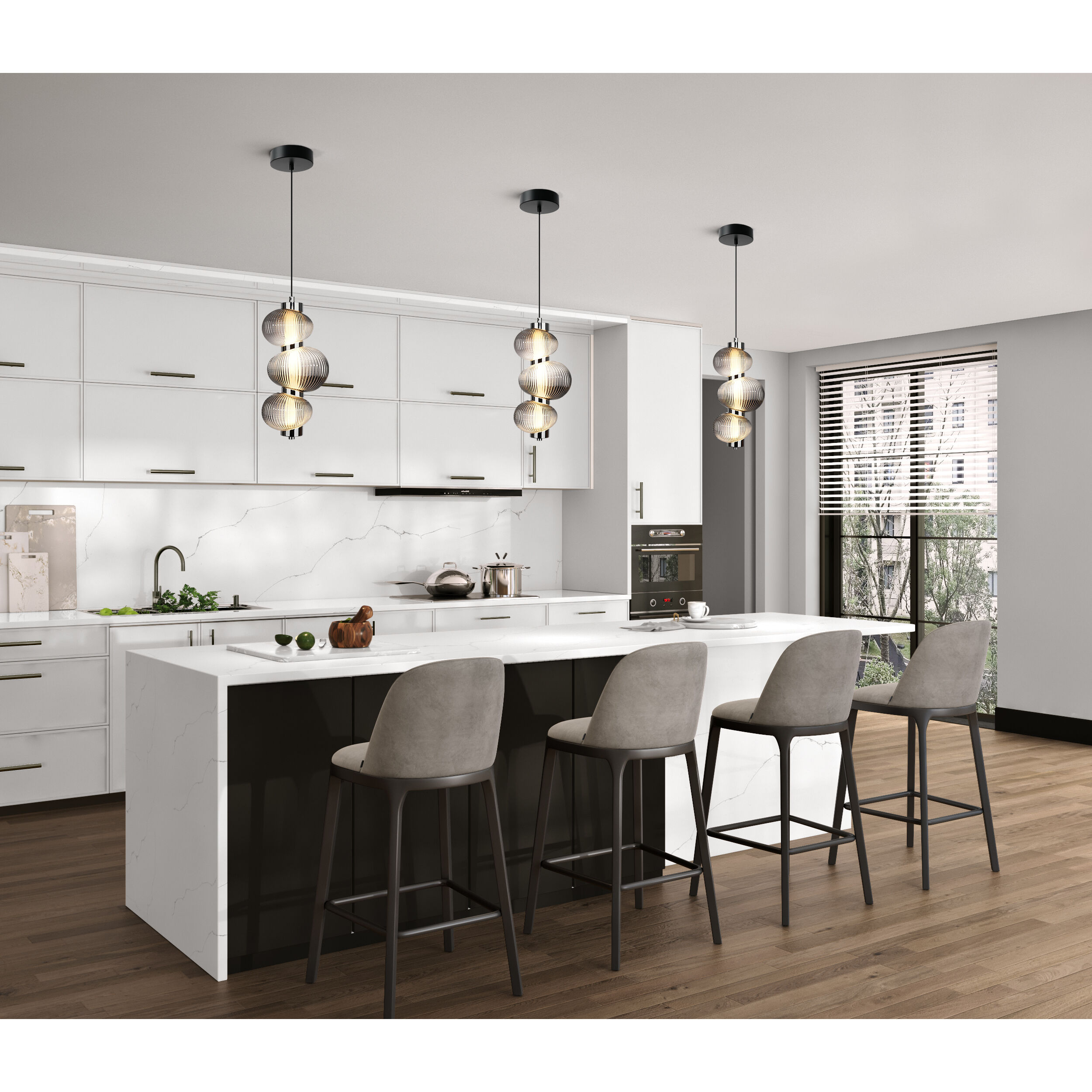 Ariel LED 6.3 inch Chrome and Black Pendant Ceiling Light