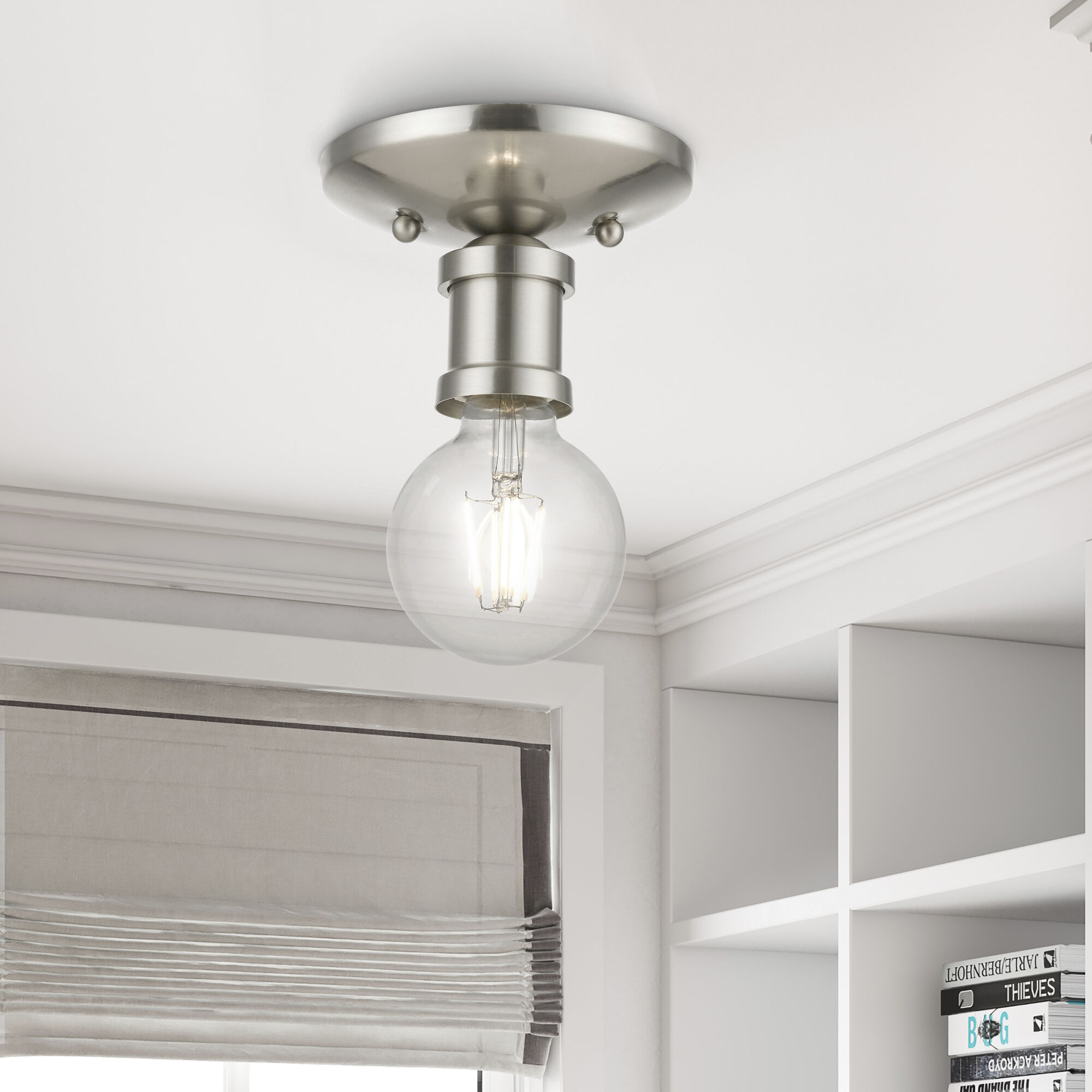 Lansdale 1 Light 5 inch Brushed Nickel Single Flush Mount Ceiling Light, Single