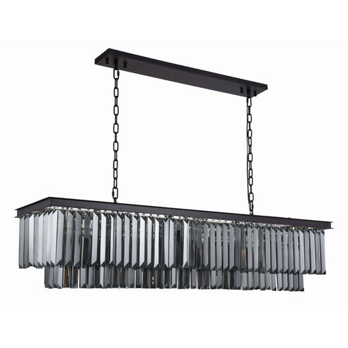 Sydney 12 Light 60 inch Matte Black Chandelier Ceiling Light in Silver Shade, Urban Classic
