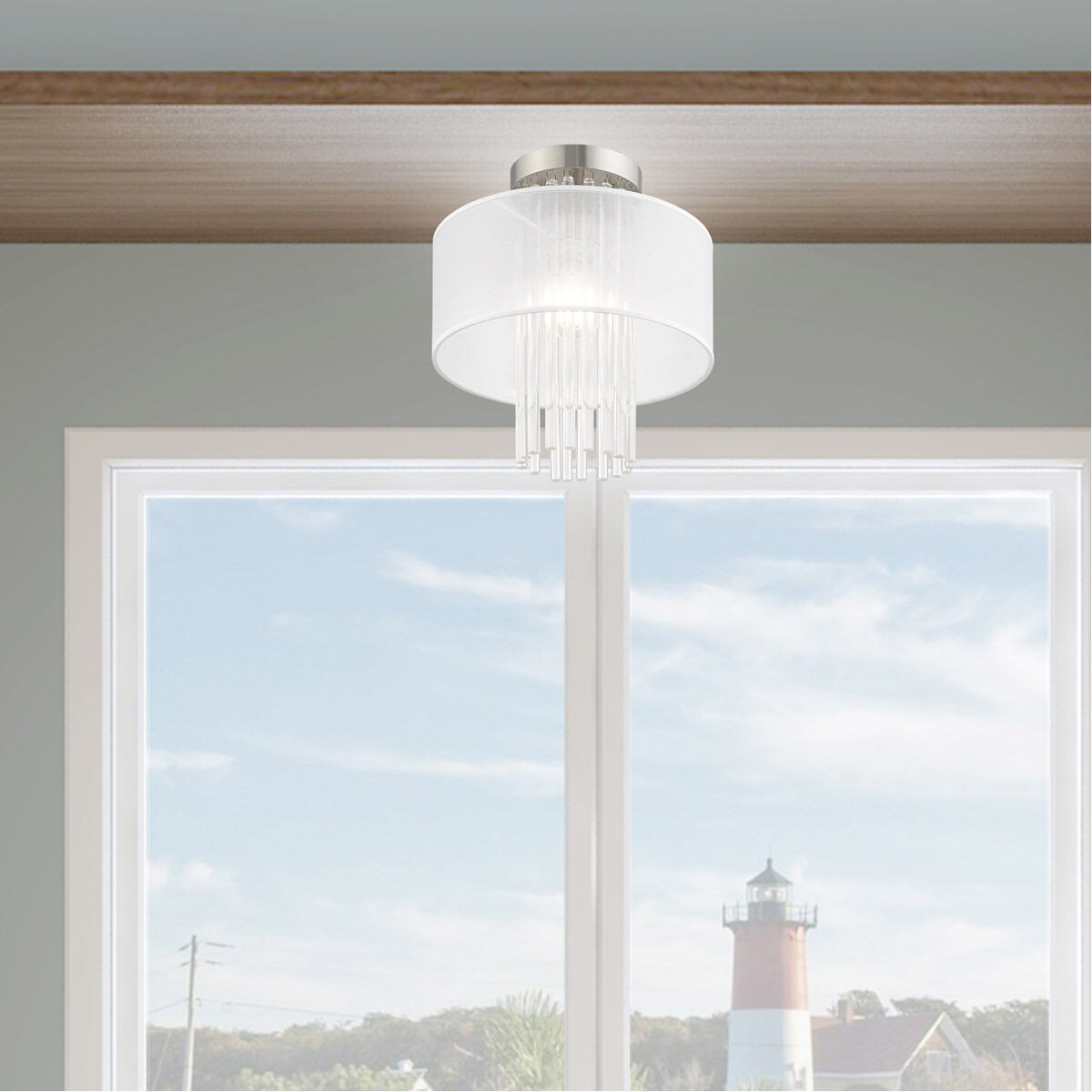 Alexis 1 Light 11 inch Brushed Nickel Semi-Flush Mount Ceiling Light