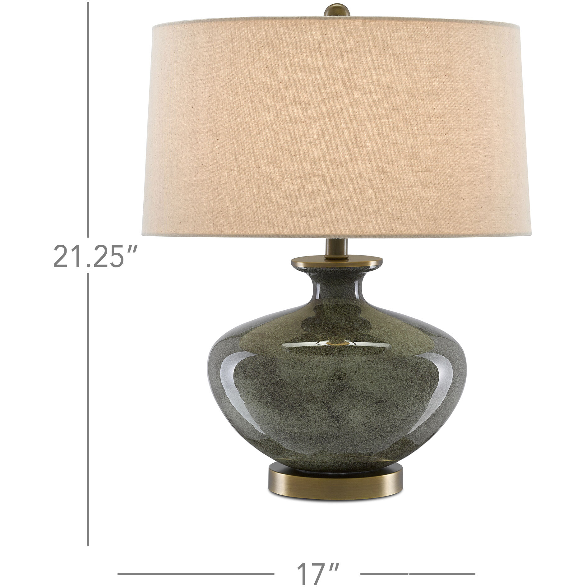 Greenlea 21.25 inch 150 watt Dark Gray/Moss Green/Antique Brass Table Lamp Portable Light