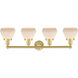 Fulton 4 Light 33.5 inch Satin Gold Bath Vanity Light Wall Light in Matte White Glass