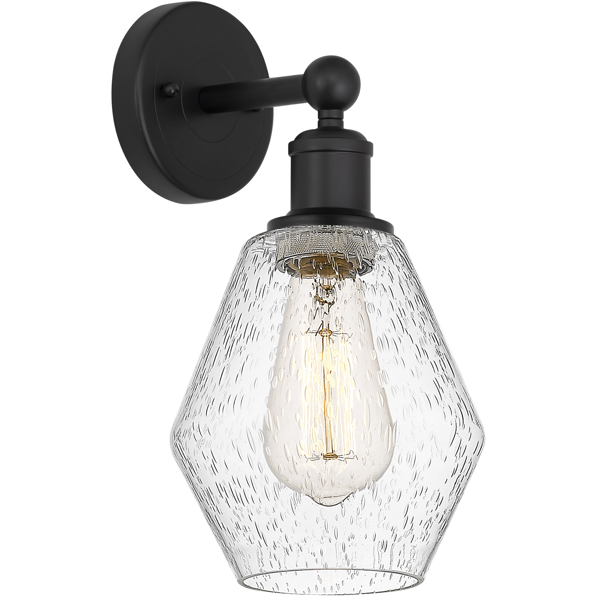Edison Cindyrella 1 Light 6 inch Matte Black Sconce Wall Light in Seedy Glass