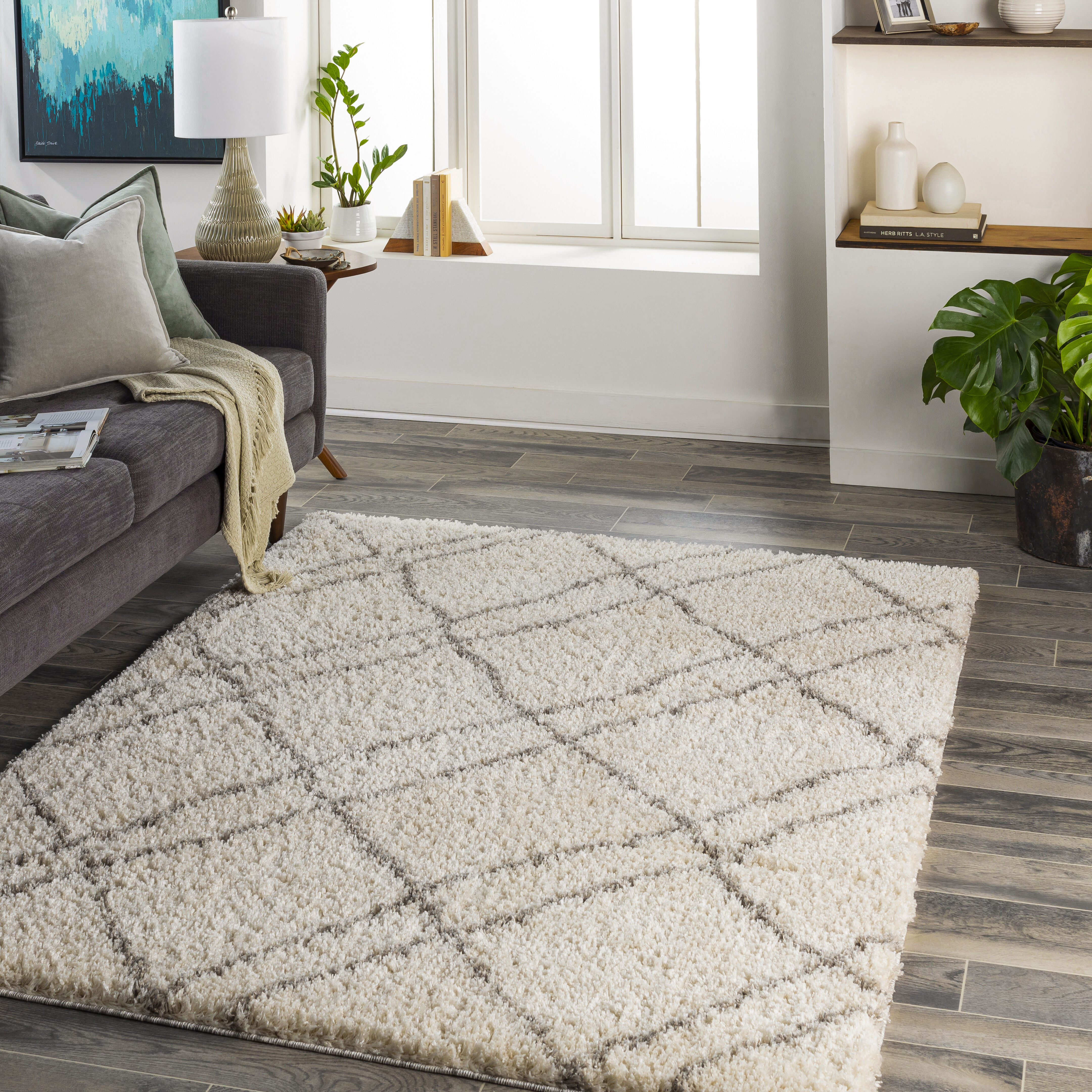 Capella Shag 84 X 63 inch Light Grey Rug, Rectangle