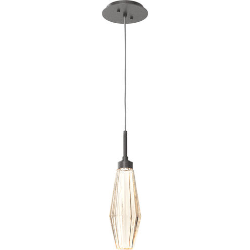 Aalto LED 3.8 inch Graphite Pendant Ceiling Light in 3000K LED, Optic Rib Amber