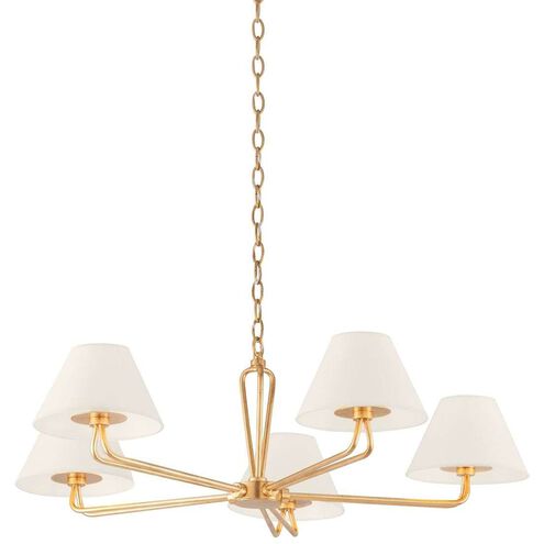 Ozias 5 Light 36 inch Vintage Gold Leaf Chandelier Ceiling Light