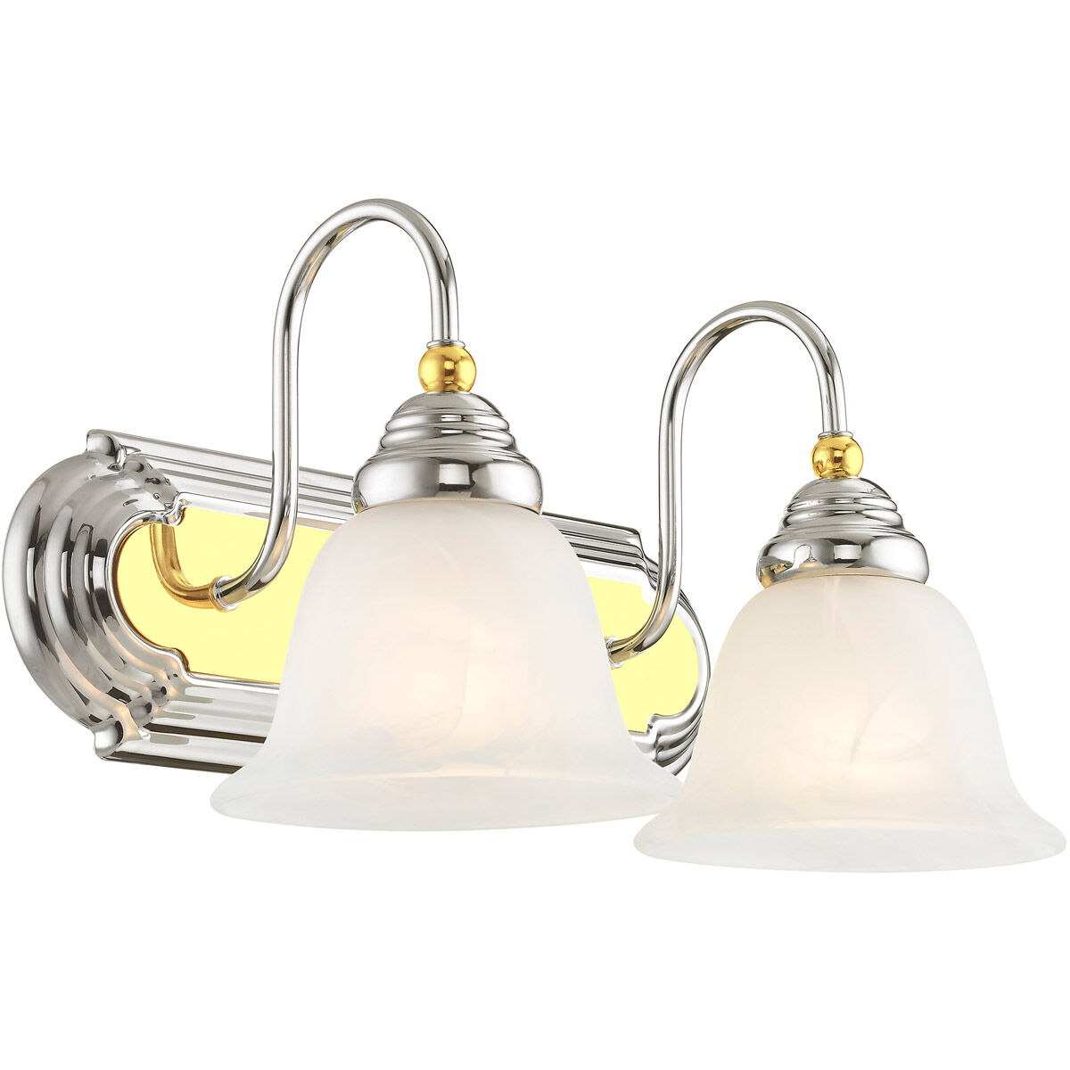 Belmont 2 Light 14 inch Polished Chrome & Polished Brass Bath Vanity Wall Light