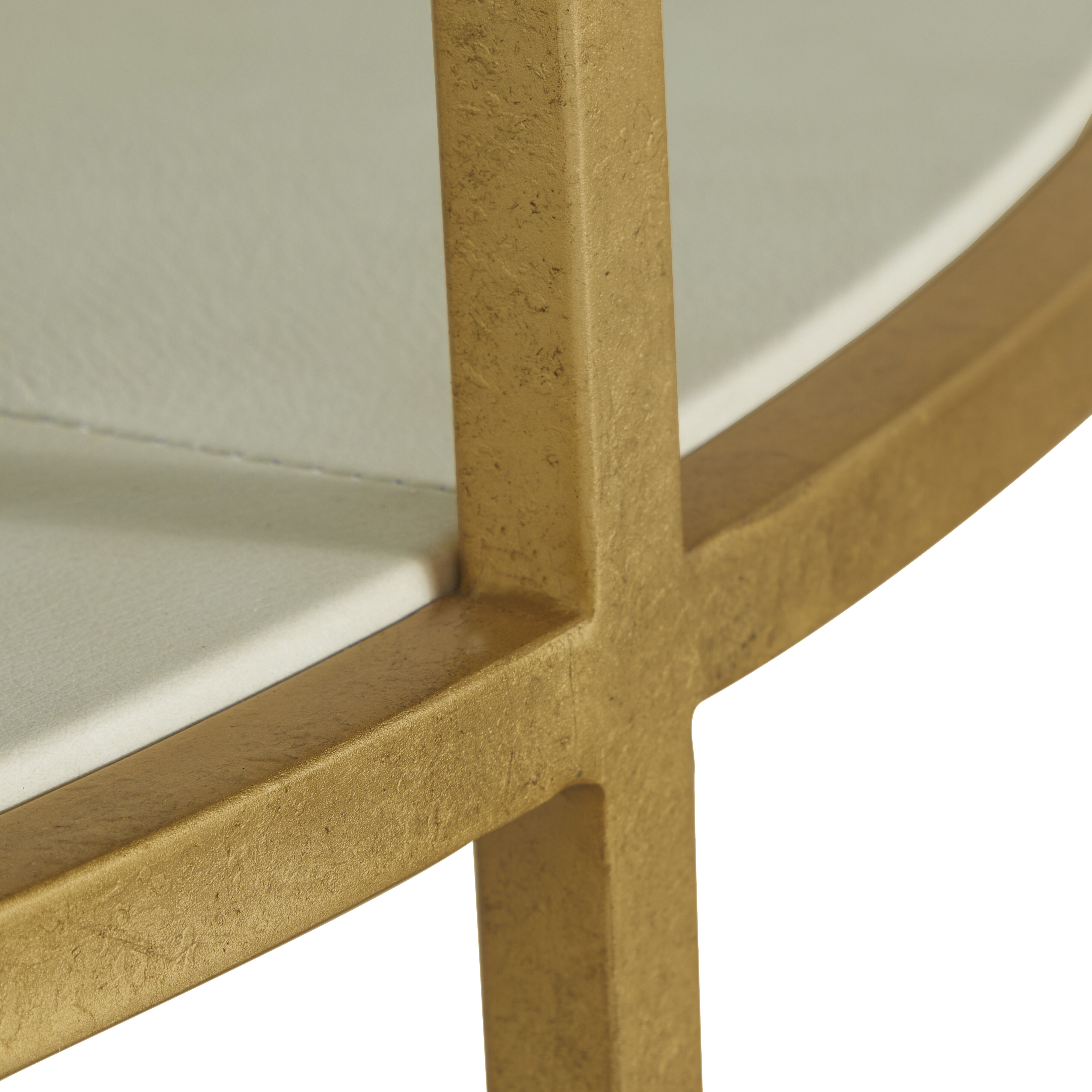 Constance 50 X 50 inch White Leather and Antique Brass Leaf Coffee Table