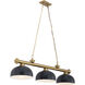 Cordon 3 Light 55.25 inch Heritage Brass Billiard Ceiling Light in Matte Black