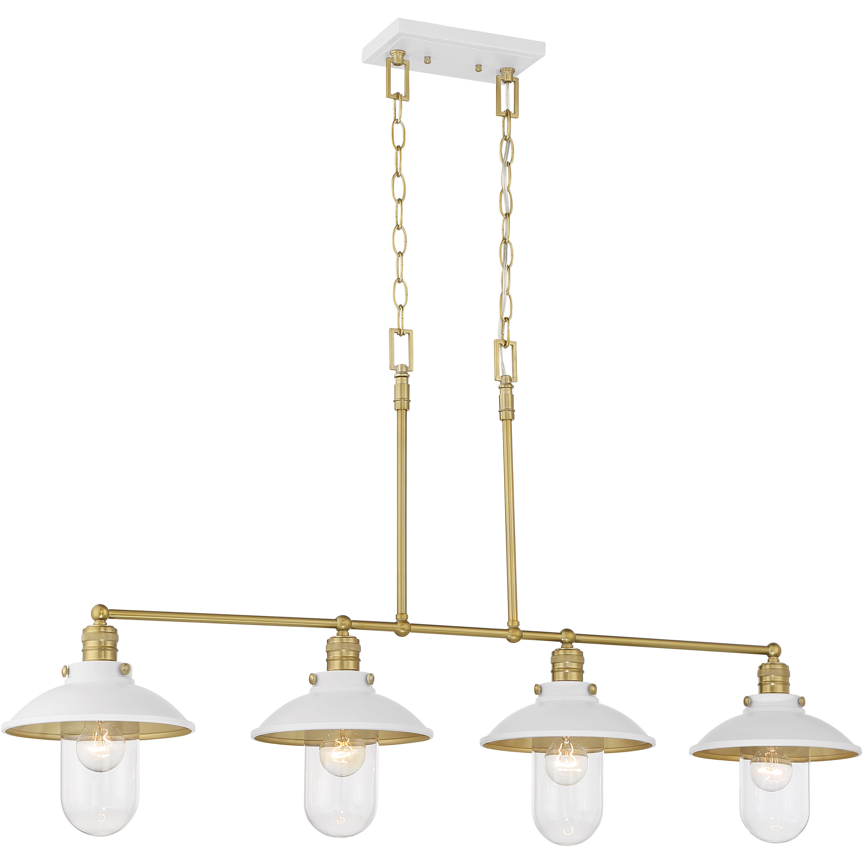 Downtown Edison 4 Light 44 inch White/Soft Brass Island Light Ceiling Light
